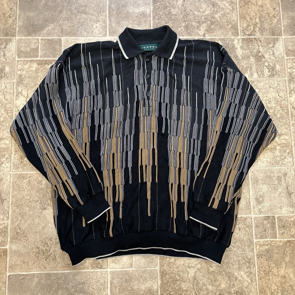 Vintage 90's Tundra Canada 3D Textured Chunky Coogi Style Knit Men's Sweater XXL